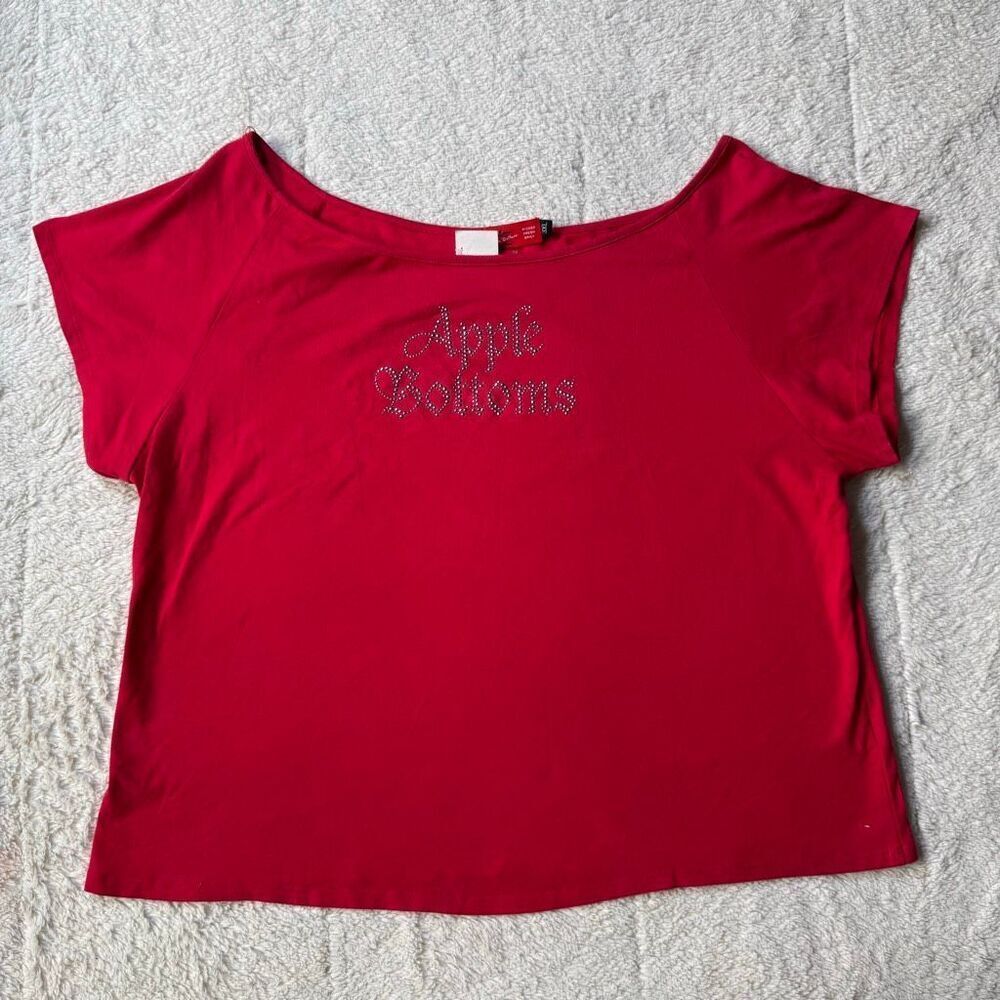 NWOT Apple Bottoms Rhinestone Logo Tee – Y2K Baby Tee Top Blouse